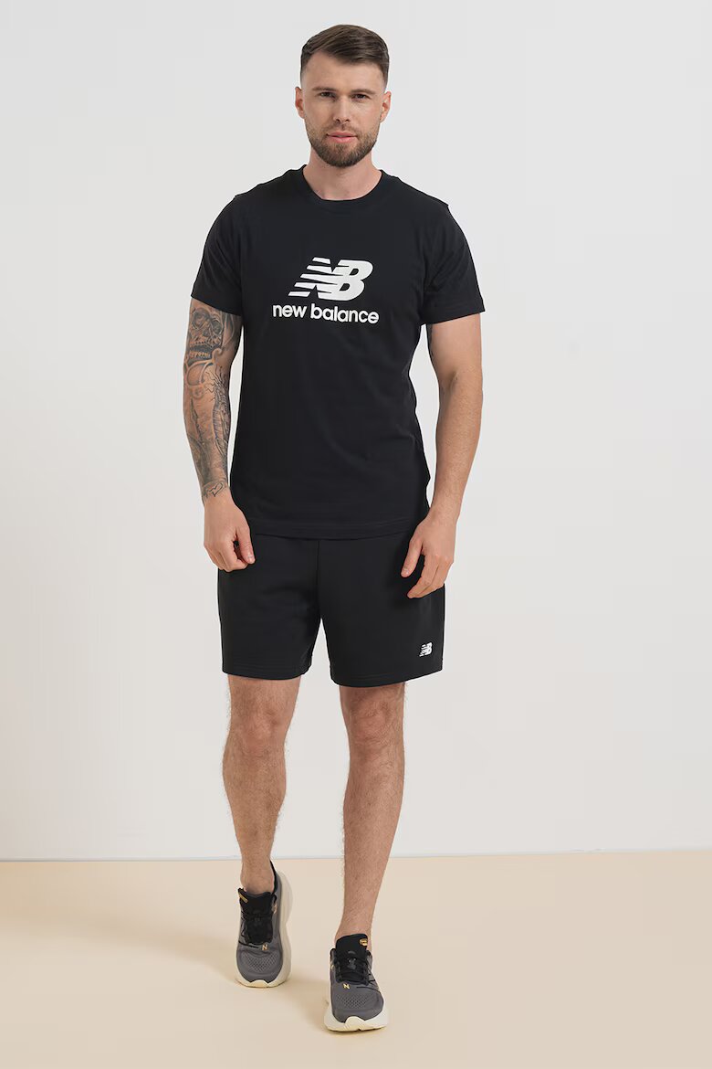 New Balance Памучна тениска с овално деколте Черен