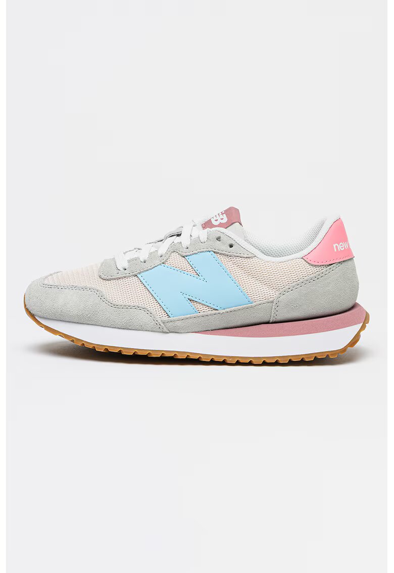New Balance Скосени маратонки с велур - Светло сив/Лавандула/Светлорозов/Светло бежово