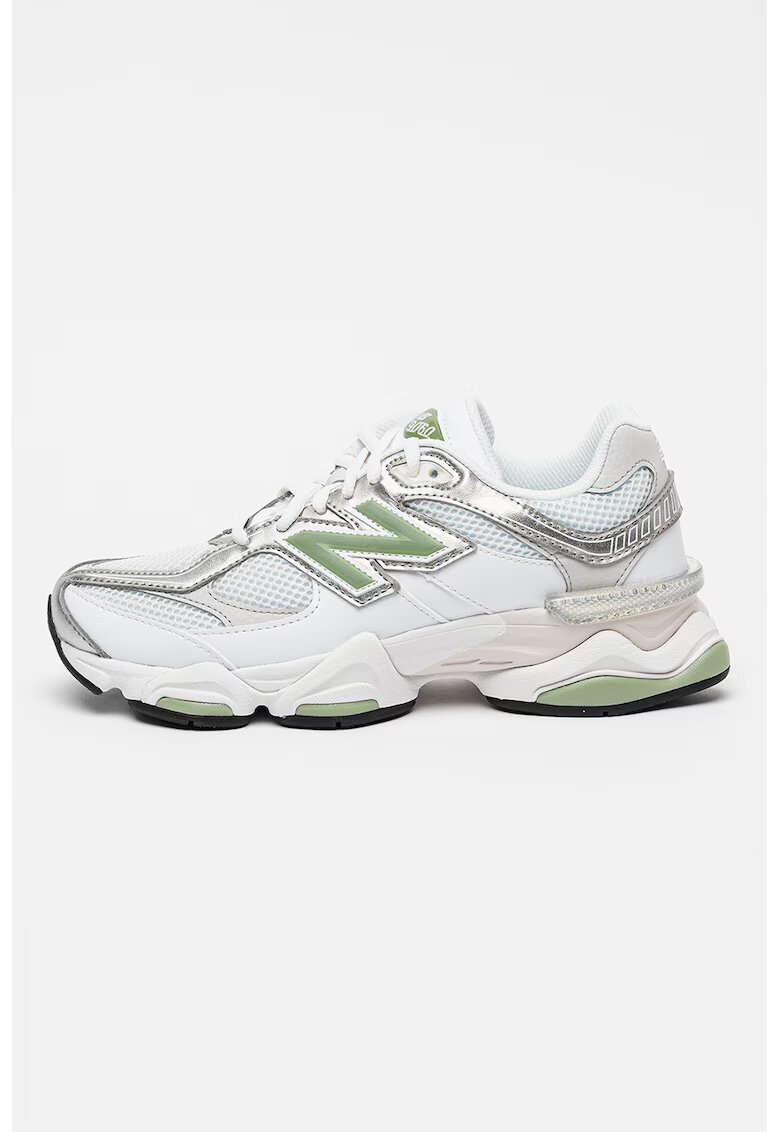 New Balance Скосени спортни обувки 9060 с еко кожа - Бял/Сребрист
