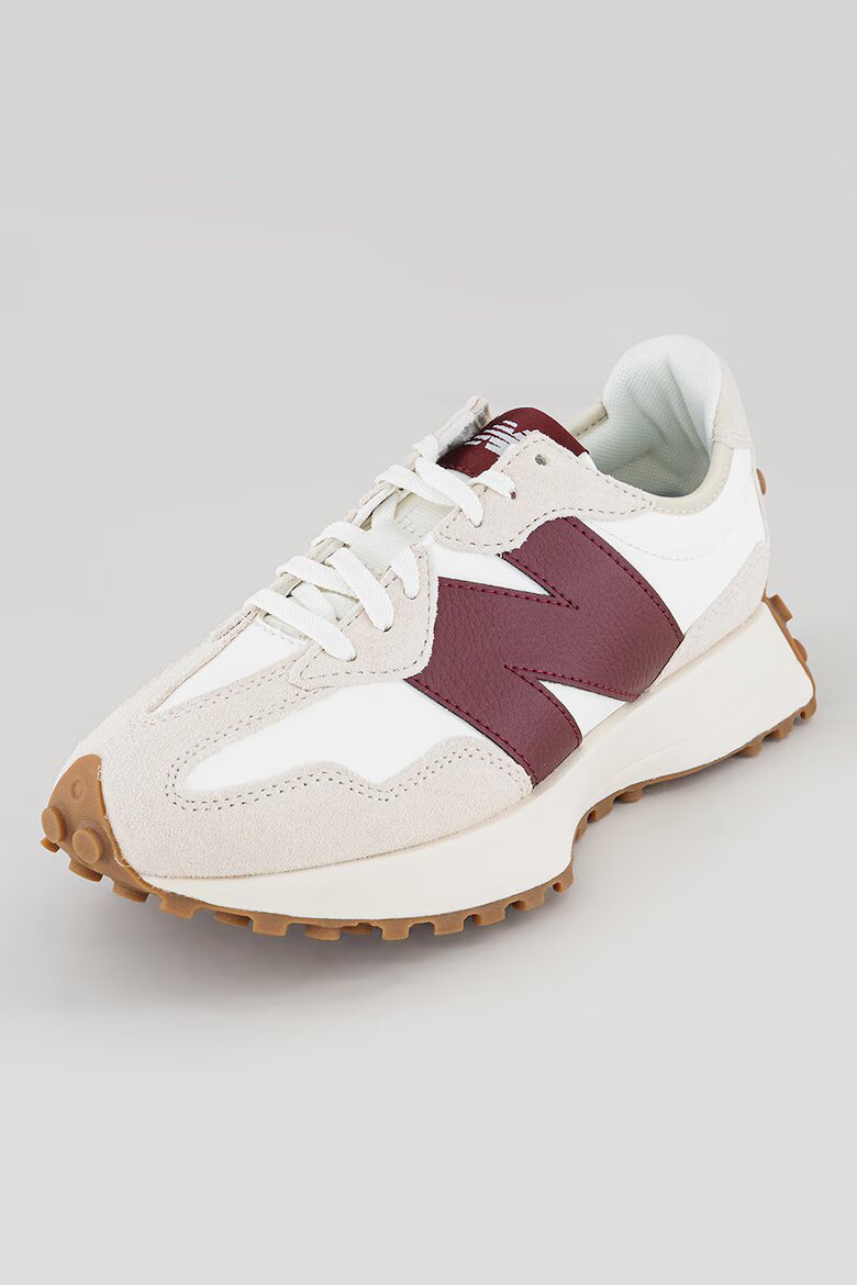 New Balance Спортни обувки 327 с велур Бял/Бордо/Сиво-бежов