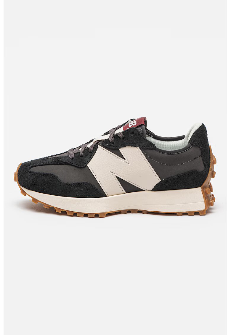 New Balance Спортни обувки 327 с велур и кожа - Избеляло черно/Tъмносив