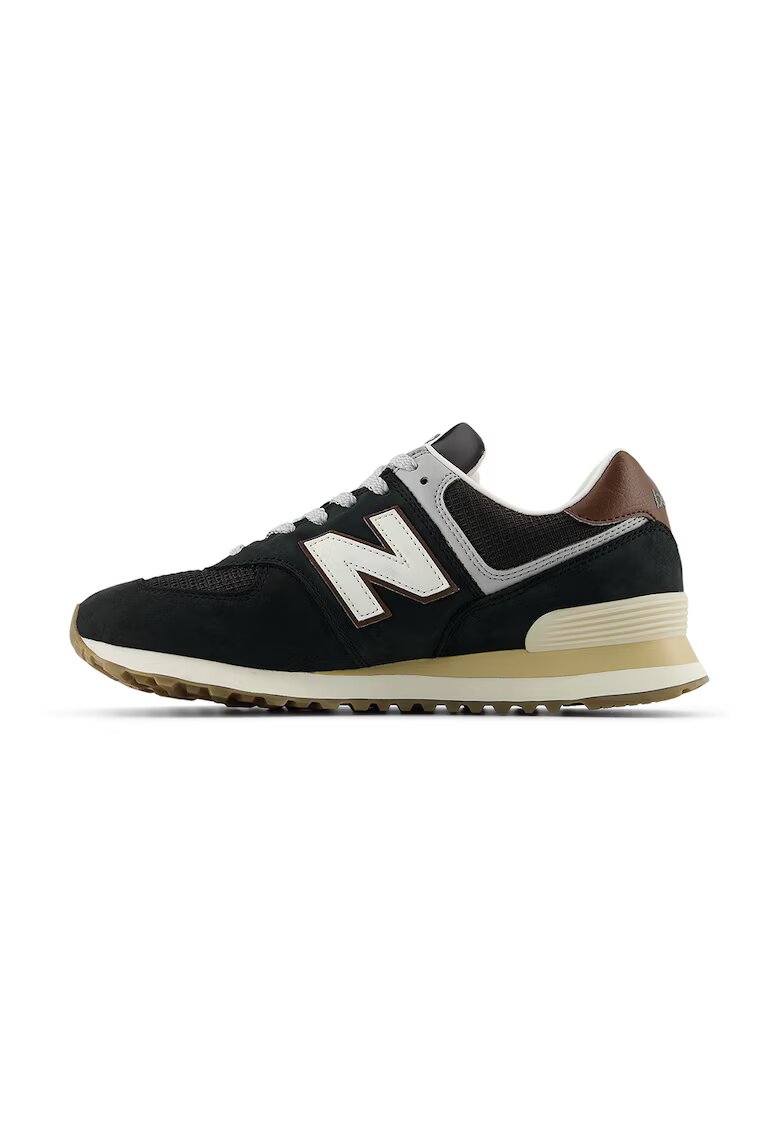 New Balance Спортни обувки 574 от велур и мрежа - Кафяв/Черен