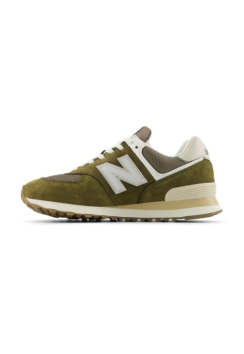 New Balance Спортни обувки 574 с велур - Слонова кост/Маслинено зелено