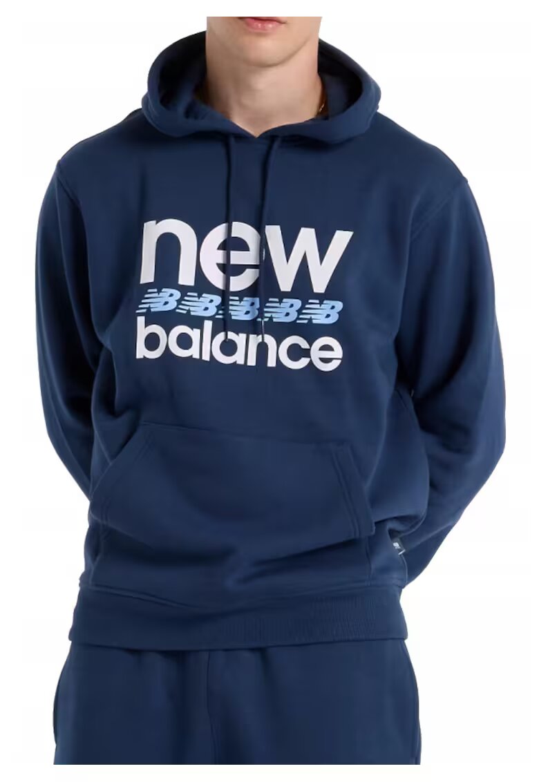 New Balance Суичър с лого и функционални детайли - Син
