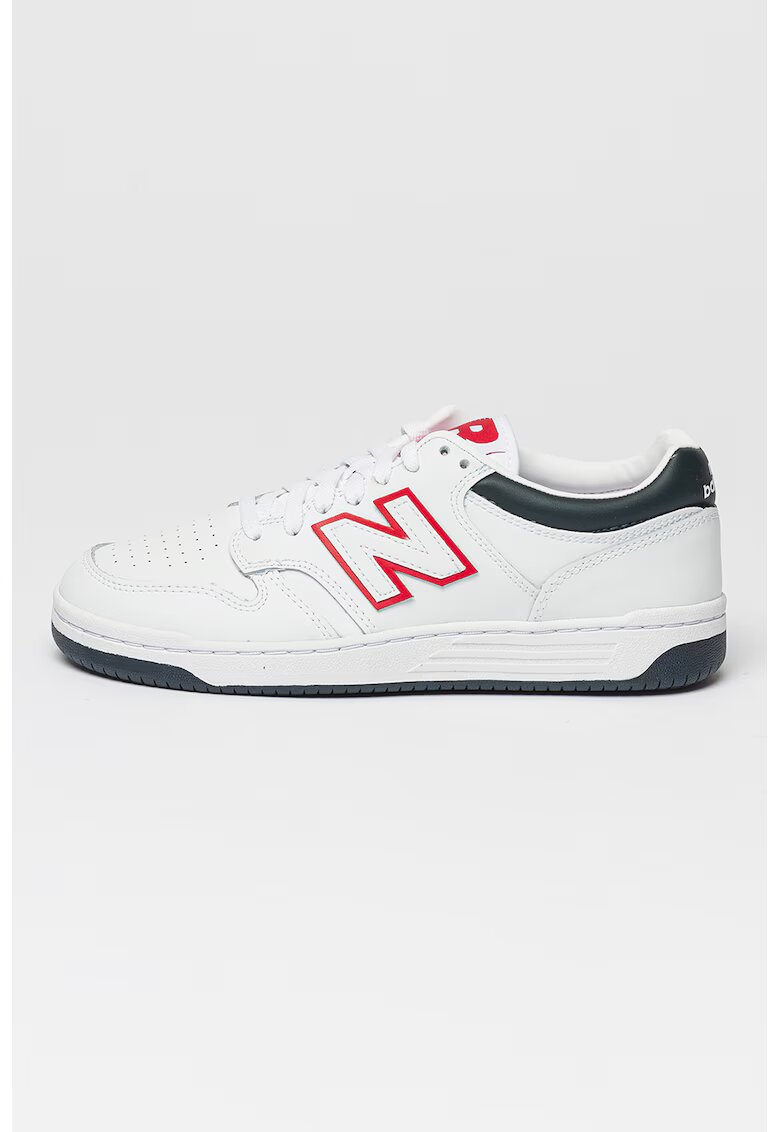 New Balance Унисекс кожени спортни обувки 480 с лого - Бял/Тъмносин