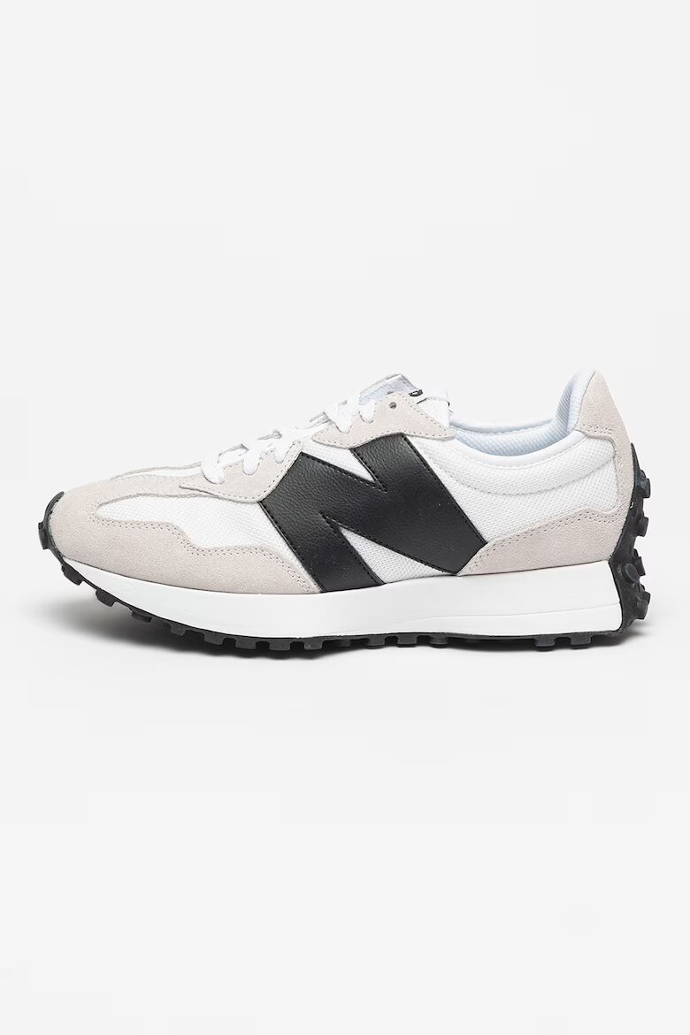 New Balance Унисекс Мрежести спортни обувки 327 с кожа и велур Бял