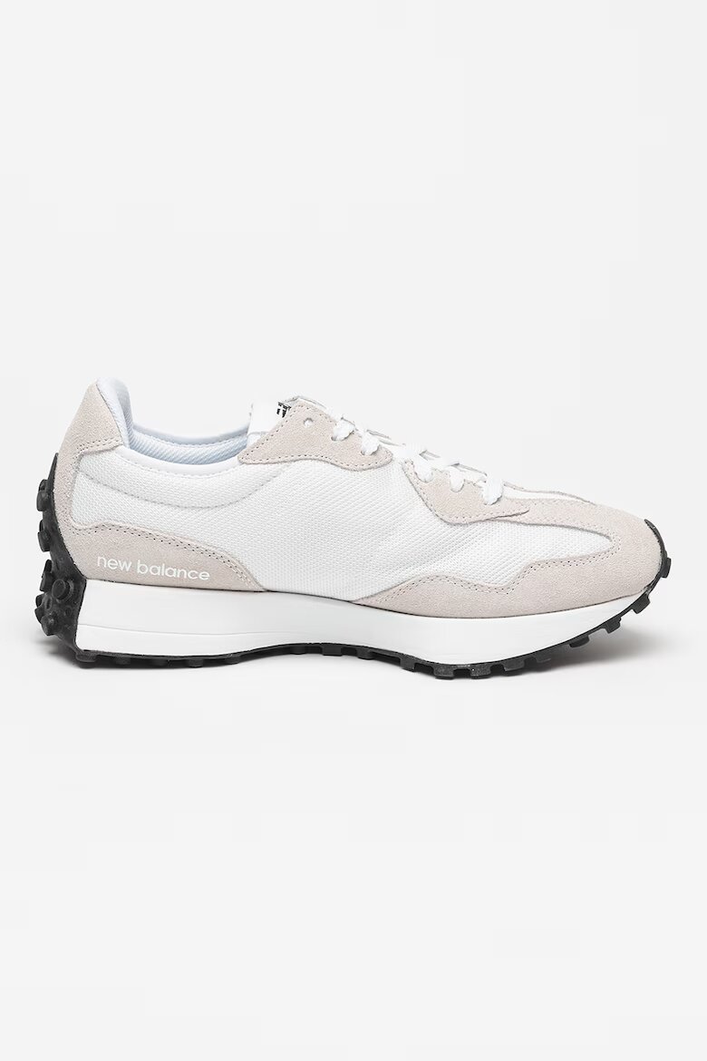New Balance Унисекс Мрежести спортни обувки 327 с кожа и велур Бял