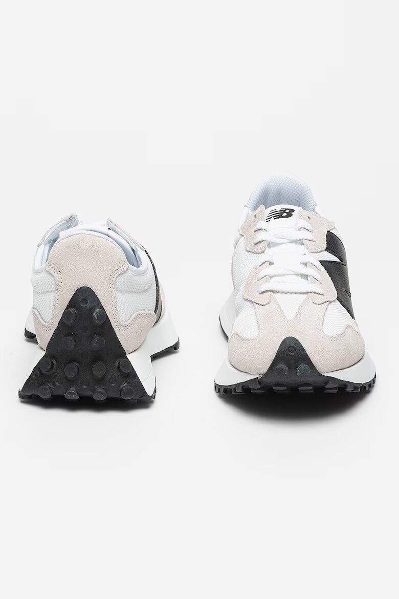 New Balance Унисекс Мрежести спортни обувки 327 с кожа и велур Бял