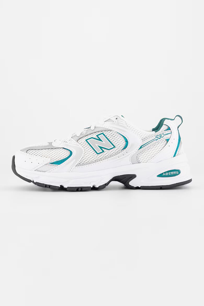 New Balance Унисекс мрежести спортни обувки 530 Бял/Зелен/Сребрист