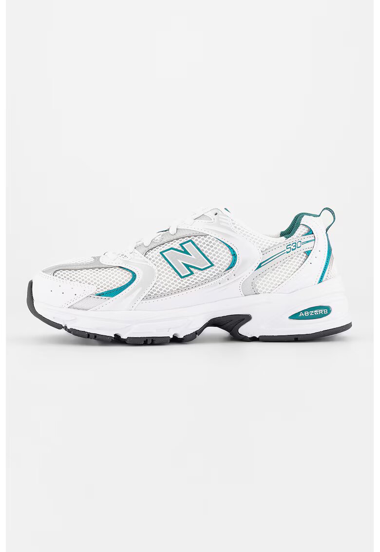New Balance Унисекс мрежести спортни обувки 530 - Бял/Зелен/Сребрист