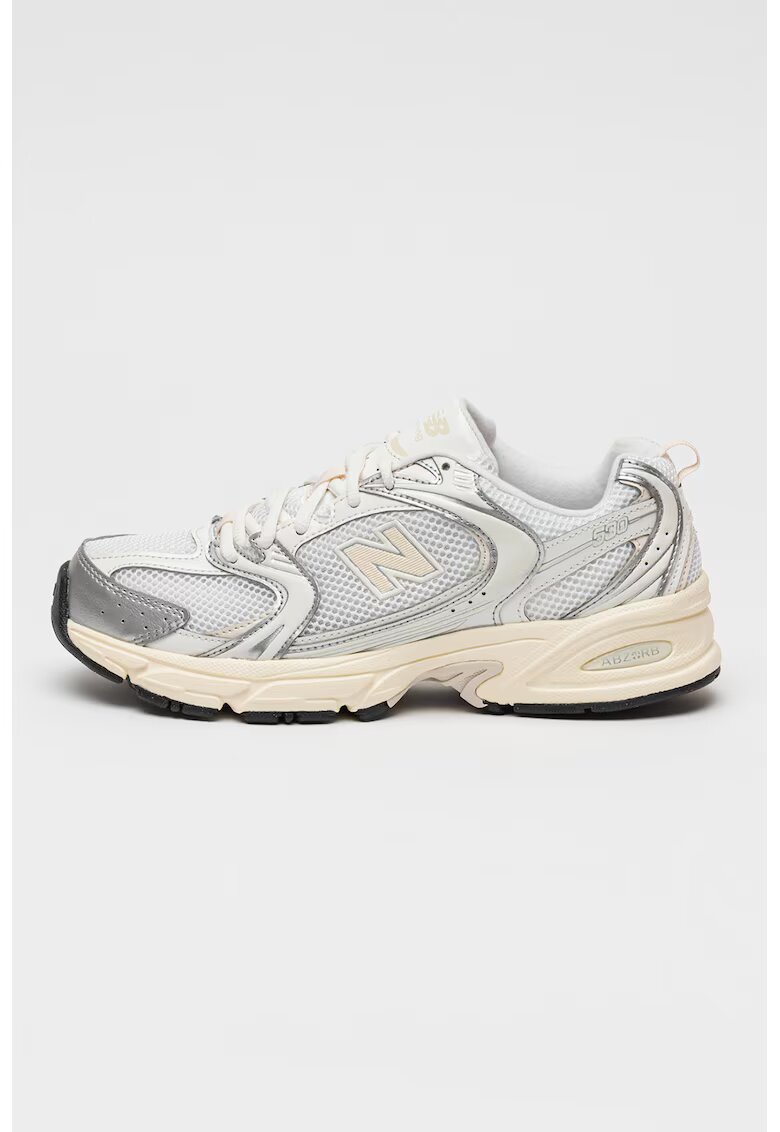 New Balance Унисекс мрежести тренировъчни обувки 530 от еко кожа - Бял/Сребрист