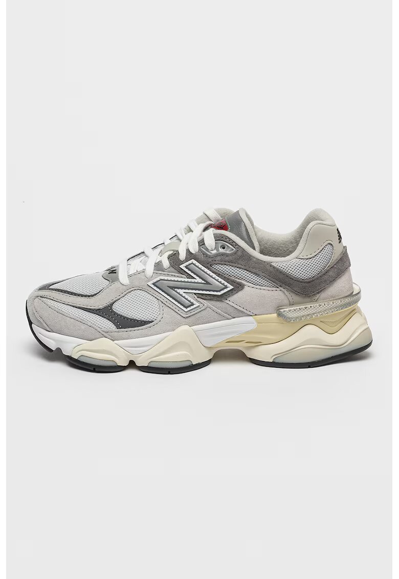 New Balance Унисекс велурени обувки с текстил 9060 - Бял/Пепеляво сиво/Tъмносив