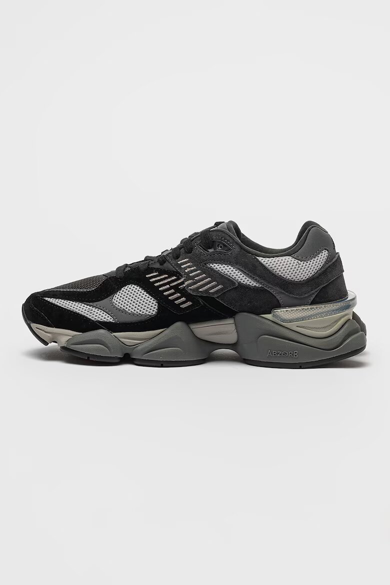 New Balance Унисекс велурени спортни обувки 9060 с мрежа и масивен дизайн Черен/Tъмносив