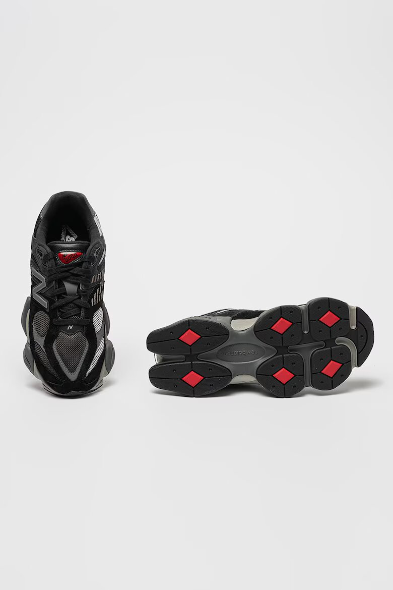 New Balance Унисекс велурени спортни обувки 9060 с мрежа и масивен дизайн Черен/Tъмносив