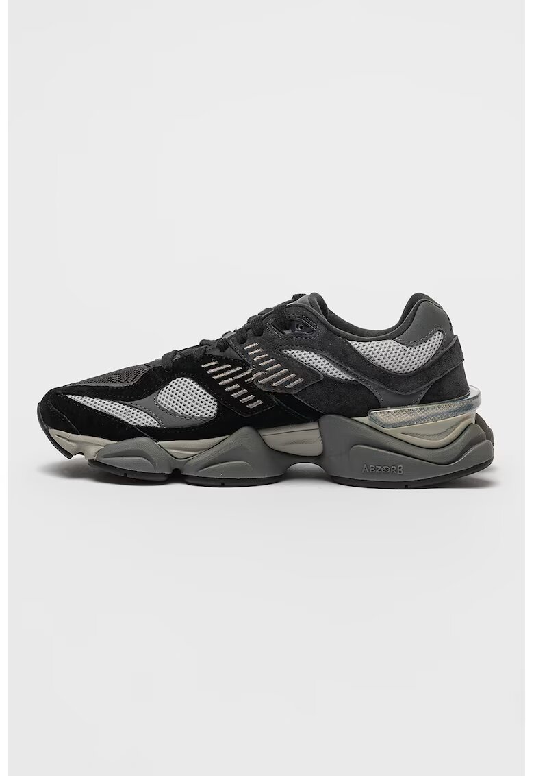New Balance Унисекс велурени спортни обувки 9060 с мрежа и масивен дизайн - Черен/Tъмносив