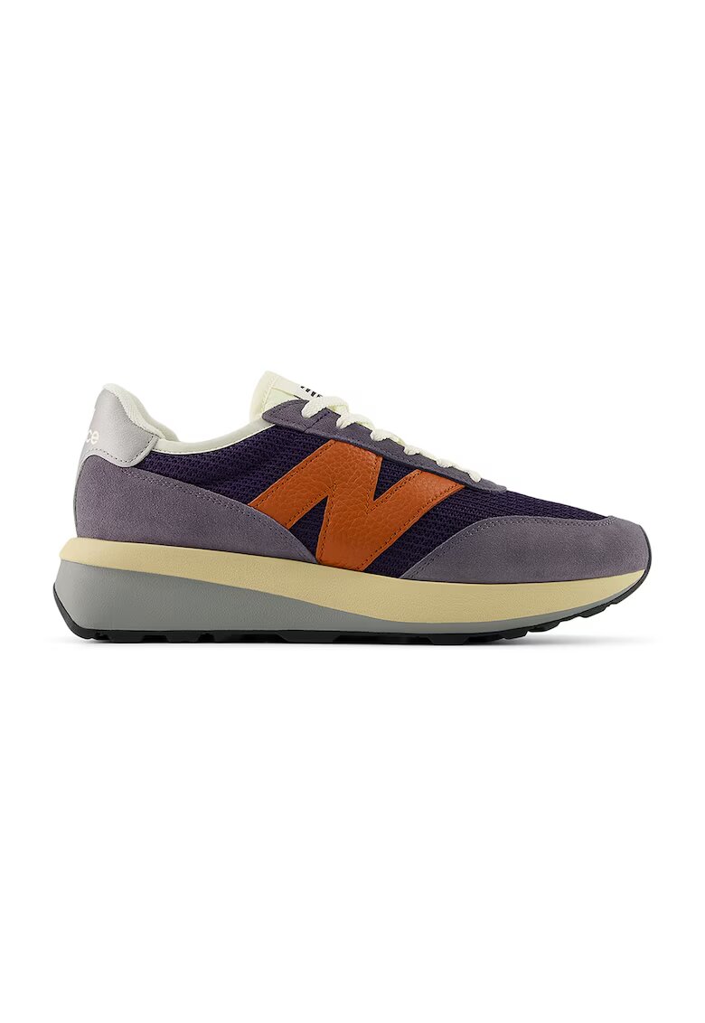 New Balance Велурени маратонки 370 с лого - Изгорен портокал/Бледовиолетов/Аметист