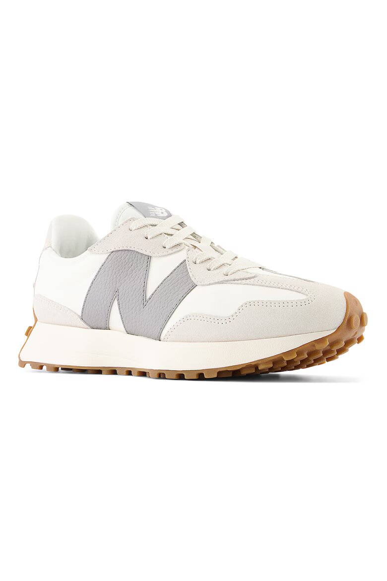 New Balance Велурени спортни обувки 327 с лого Слонова кост/Сив/Светло бежово