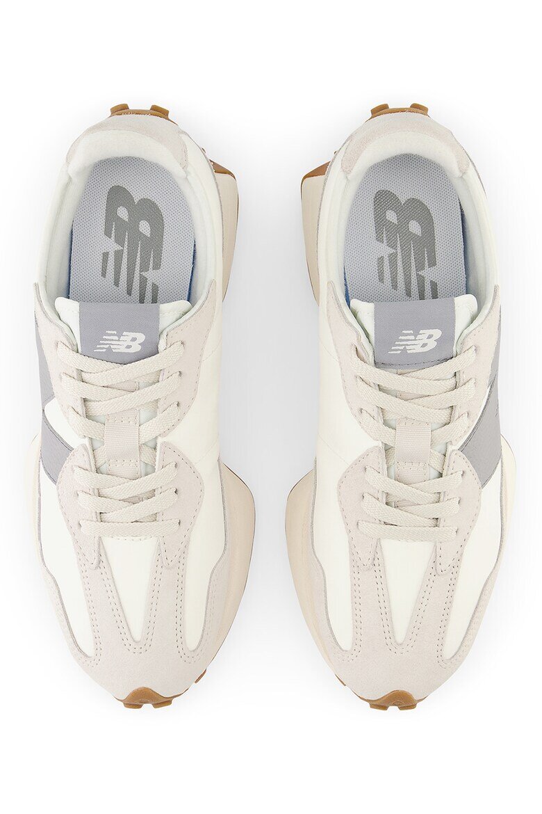New Balance Велурени спортни обувки 327 с лого Слонова кост/Сив/Светло бежово