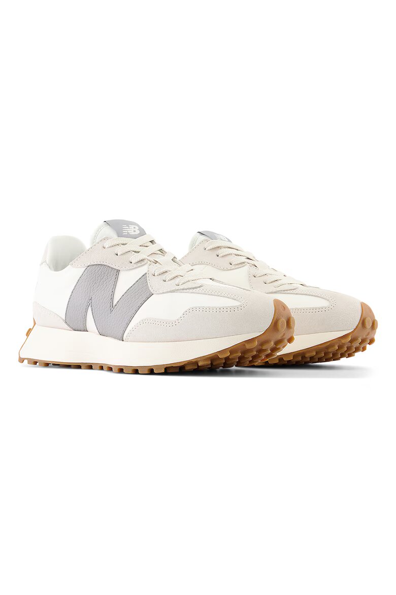 New Balance Велурени спортни обувки 327 с лого Слонова кост/Сив/Светло бежово