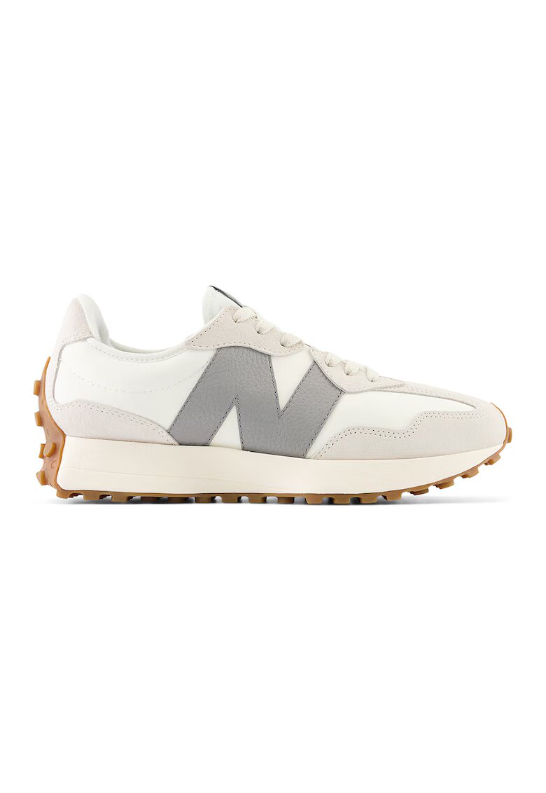 New Balance Велурени спортни обувки 327 с лого - Слонова кост/Сив/Светло бежово