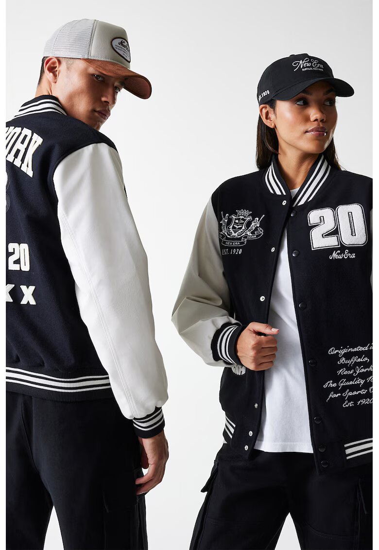 New Era Унисекс яке Varsity с вълна - Бял/Ултрамарин синьо