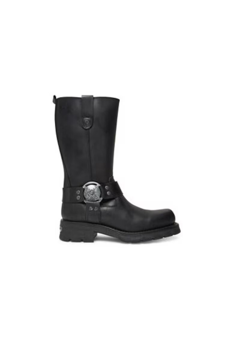 NEW ROCK Дамски ботуши M-7610-S1 - Естествена кожа - Черни