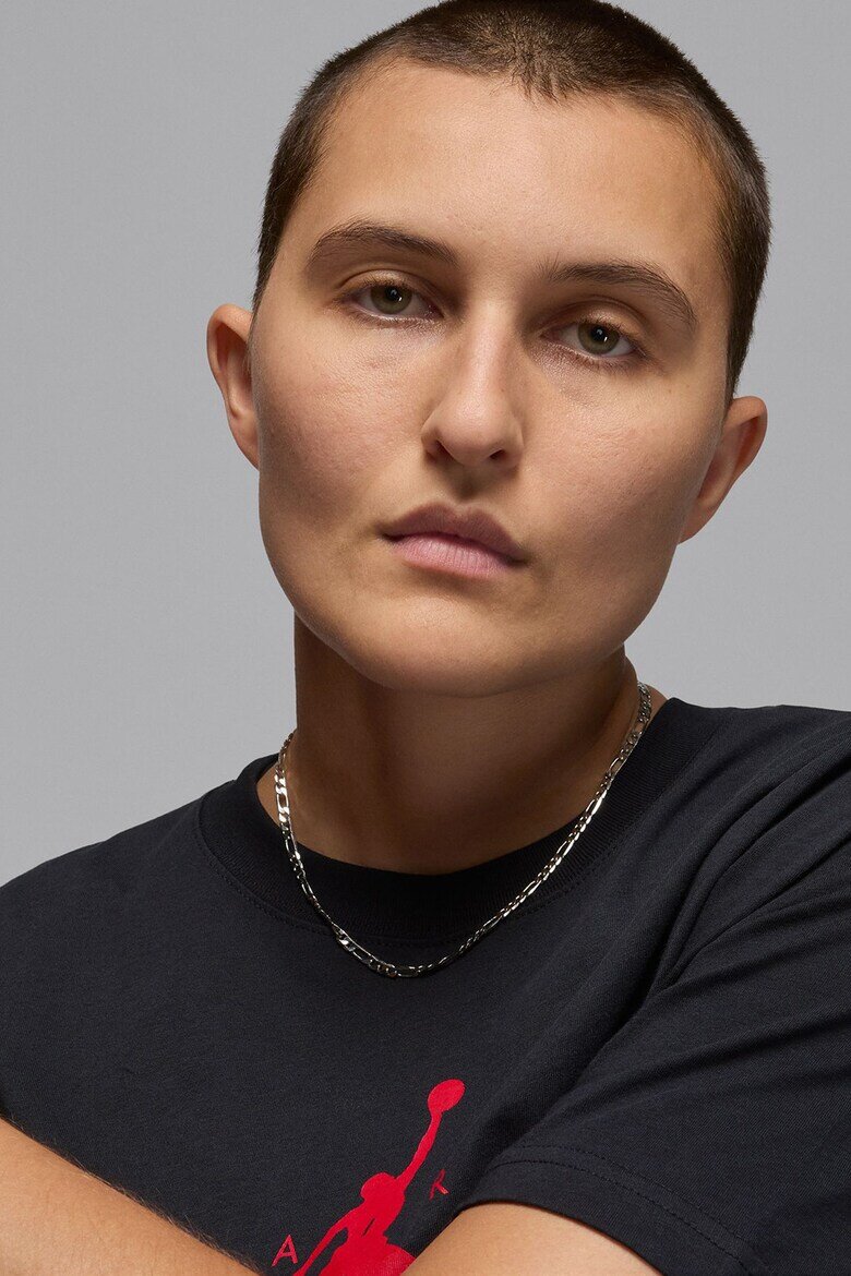 Nike Баскетболна памучна тениска Jumpman Червен/Черен