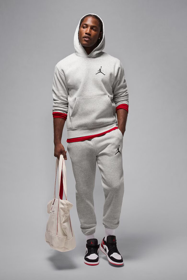 Nike Баскетболно худи Jumpman с джоб кенгуру Светлосив меланж