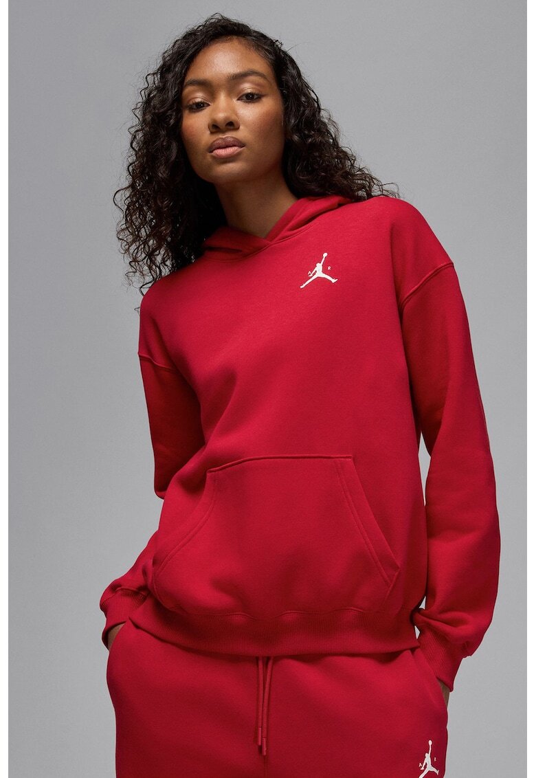 Nike Баскетболно худи Jumpman с паднали ръкави - Червен/Бял