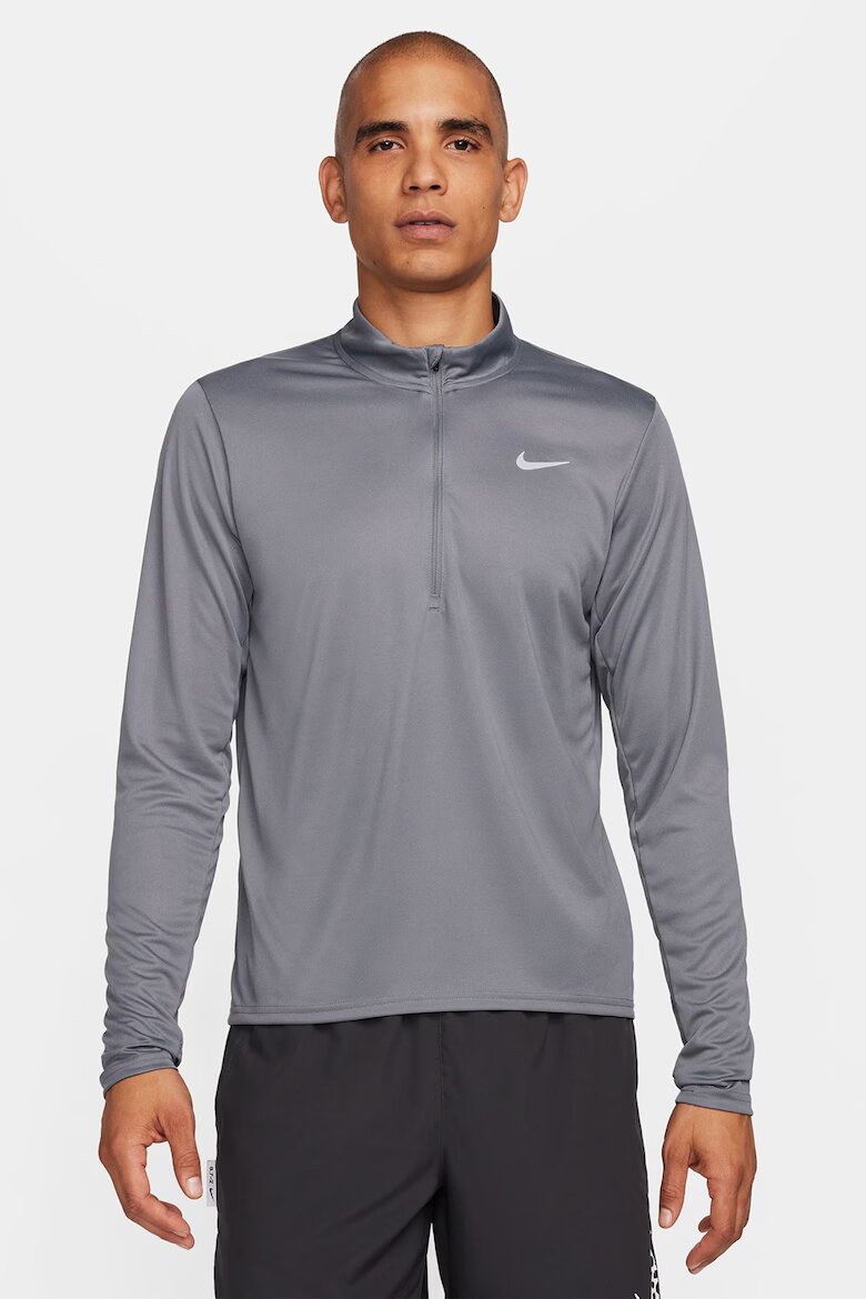 Nike Блуза за бягане с къс цип Бял/Tъмносив