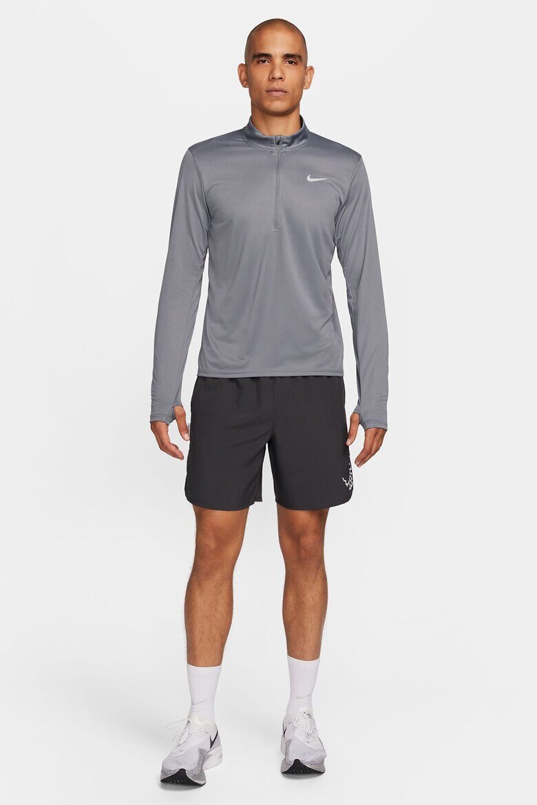 Nike Блуза за бягане с къс цип Бял/Tъмносив