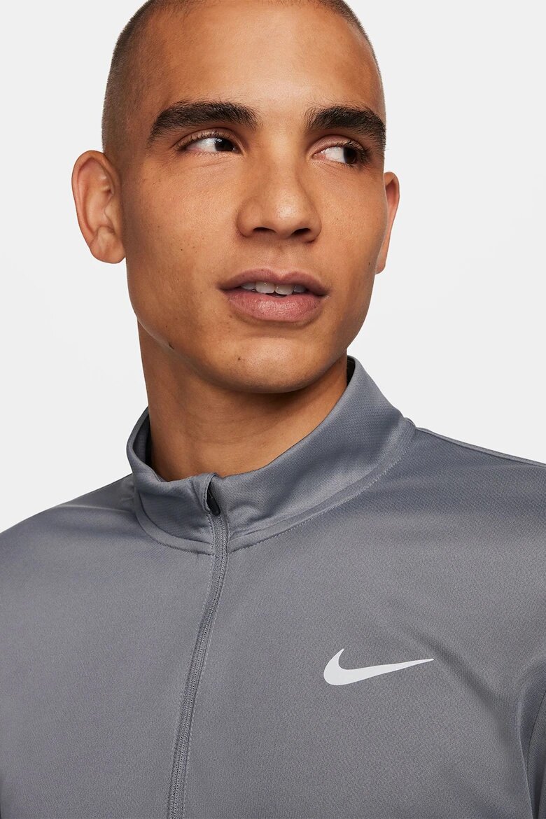 Nike Блуза за бягане с къс цип Бял/Tъмносив