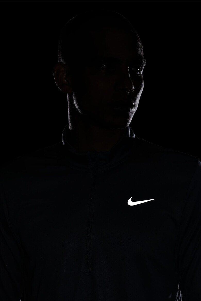 Nike Блуза за бягане с къс цип Бял/Tъмносив