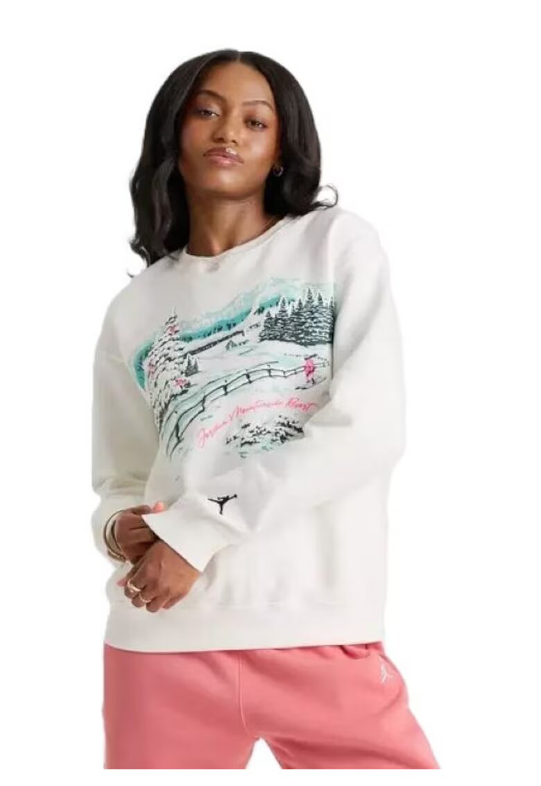 Nike Дамска блуза W J BRK FLC CREW GFX SKI - Памук -