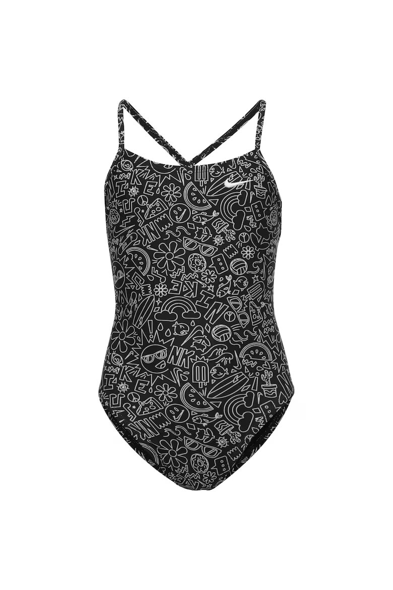 Nike Дамски цял бански Charms Multi Print Lace Up Back One Piece Размер Черен
