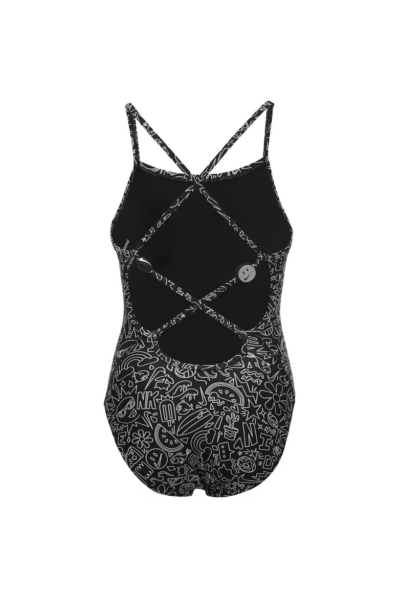 Nike Дамски цял бански Charms Multi Print Lace Up Back One Piece Размер Черен