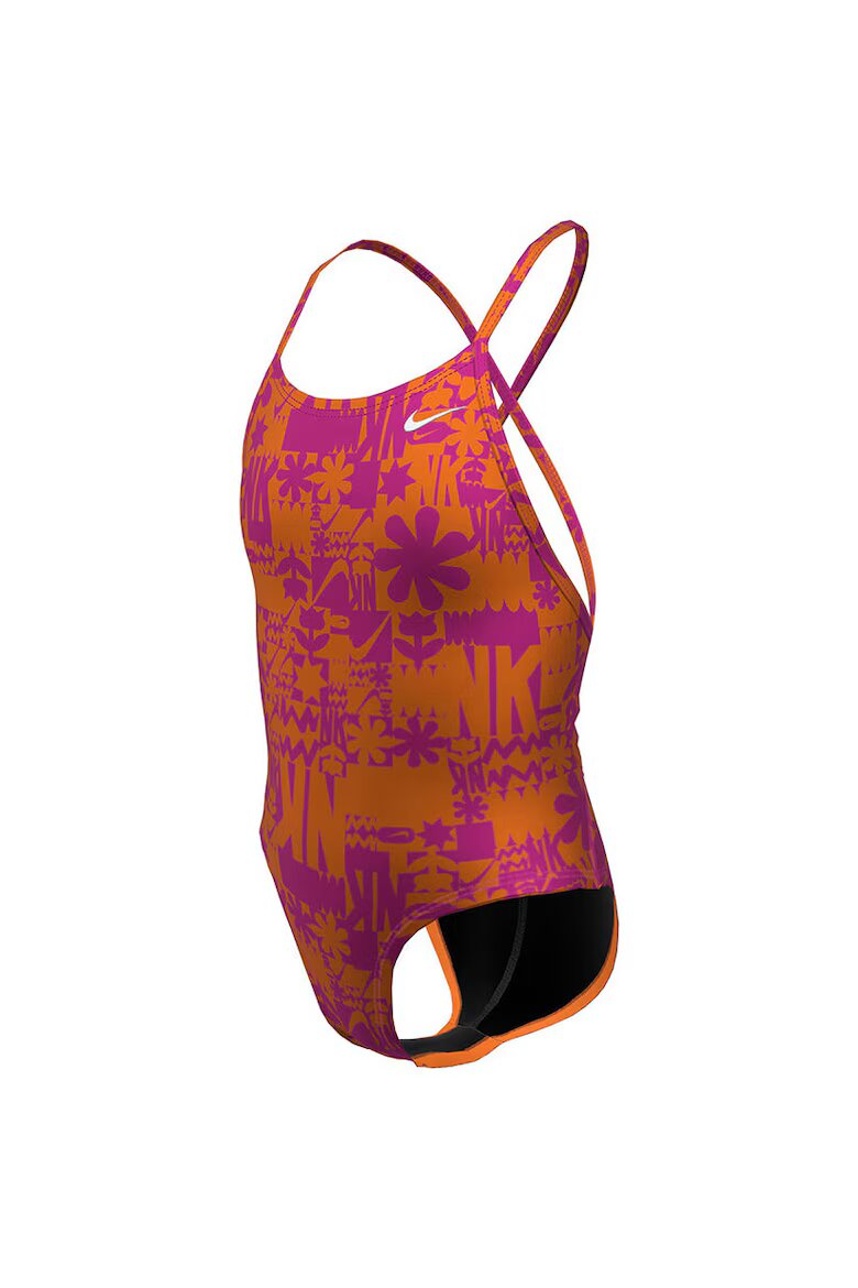 Nike Дамски цял бански Charms Multi Print Lace Up Back One Piece Размер Оранжев/Розово