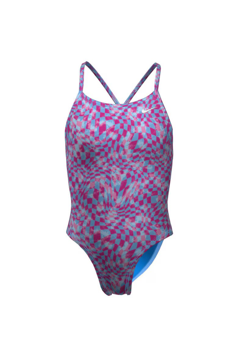 Nike Дамски цял бански Charms Multi Print Lace Up Back One Piece Размер Розово/Син