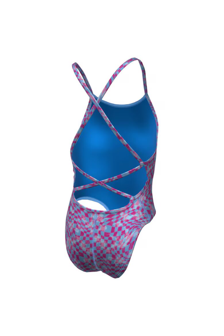 Nike Дамски цял бански Charms Multi Print Lace Up Back One Piece Размер Розово/Син