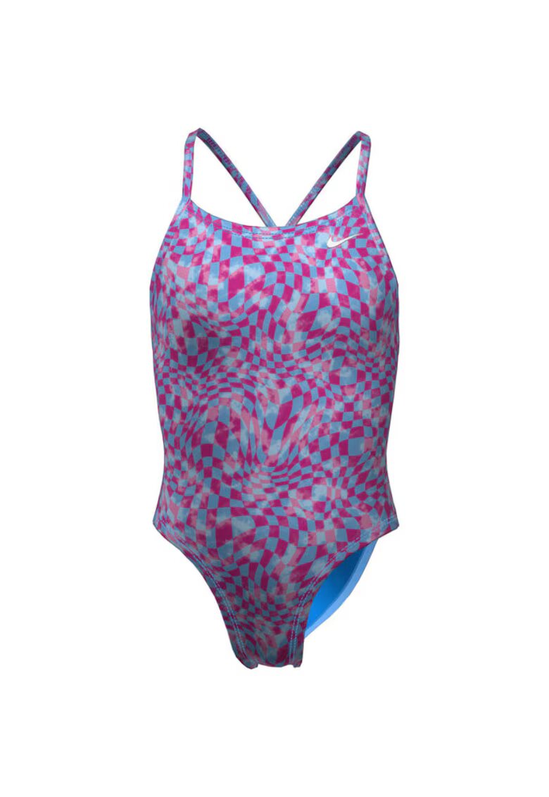 Nike Дамски цял бански Charms Multi Print Lace Up Back One Piece - Размер - Оранжев/Розово