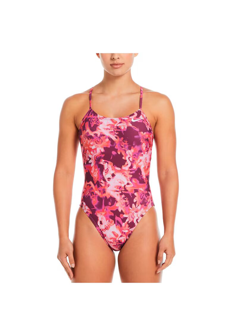 Nike Дамски цял бански Multi Print Cutout One Piece - Розово