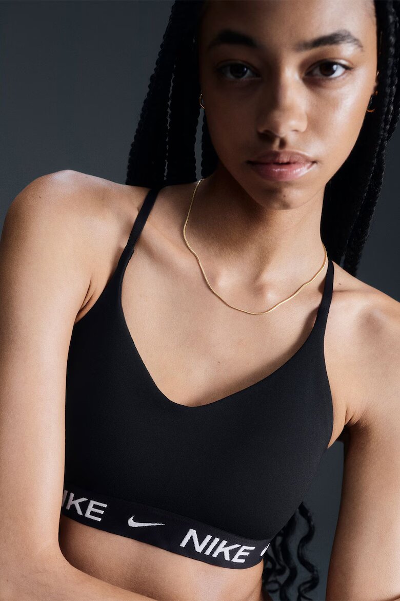 Nike Фитнес бюстие Indy с Dri-FIT с леко ниво на поддръжка Черен/Избеляло черно