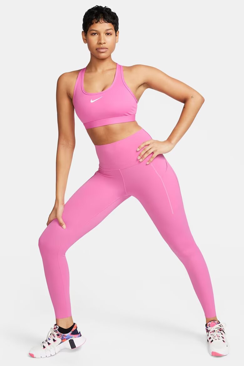 Nike Фитнес бюстие Swoosh с Dri Fit Бял/Розово
