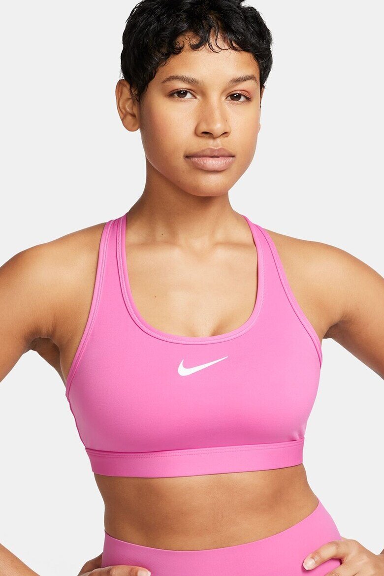 Nike Фитнес бюстие Swoosh с Dri Fit Бял/Розово