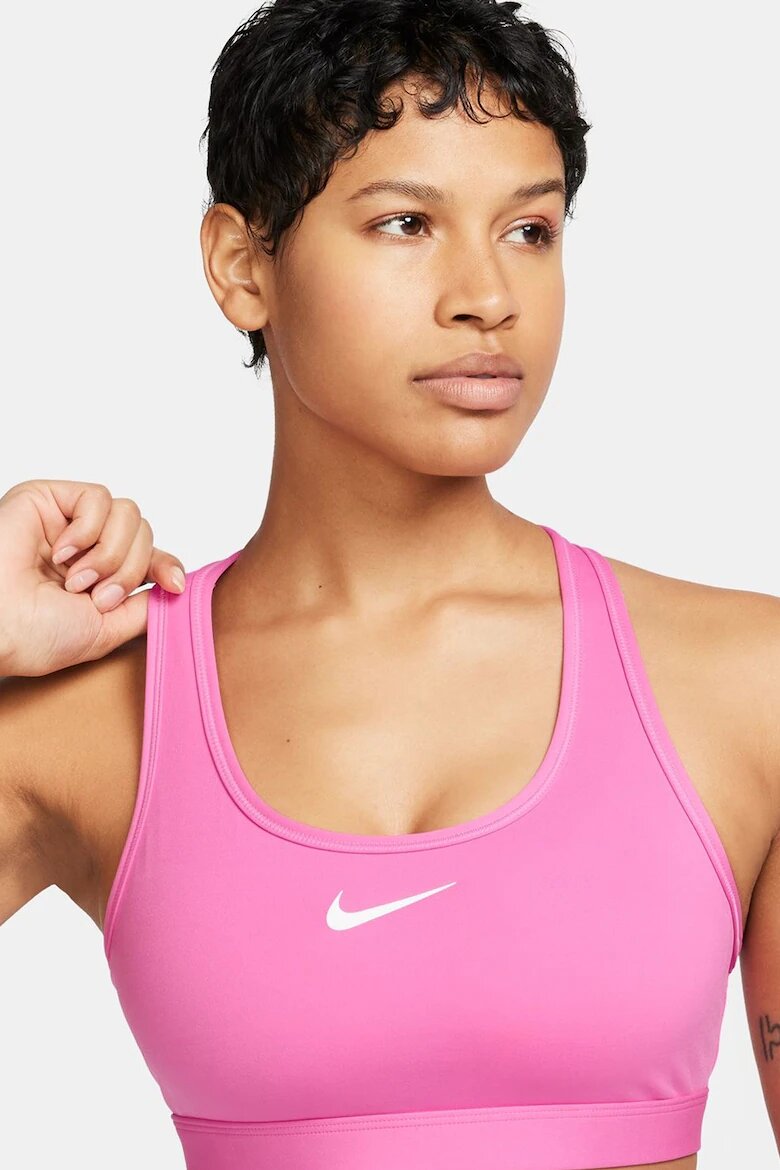 Nike Фитнес бюстие Swoosh с Dri Fit Бял/Розово