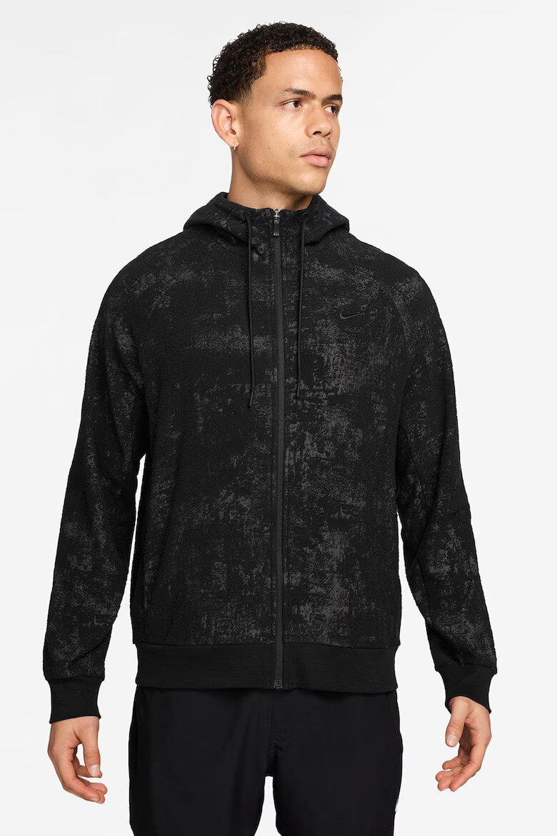 Nike Фитнес худи Primary с абстрактен принт Черен/Tъмносив