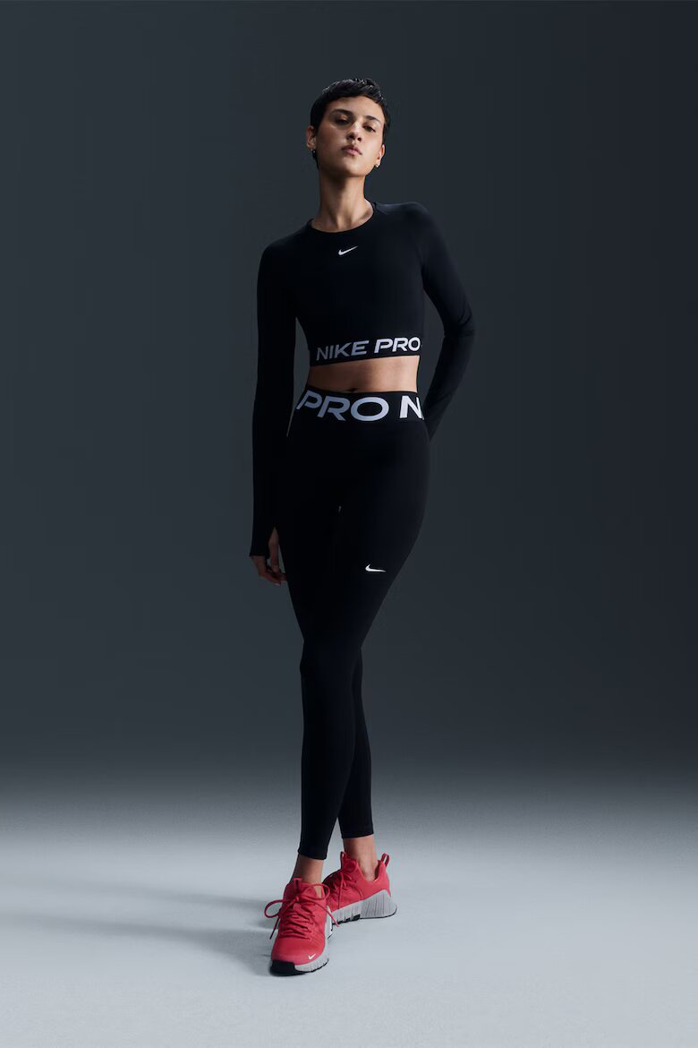 Nike Фитнес къса блуза Pro с Dri Fit Черен