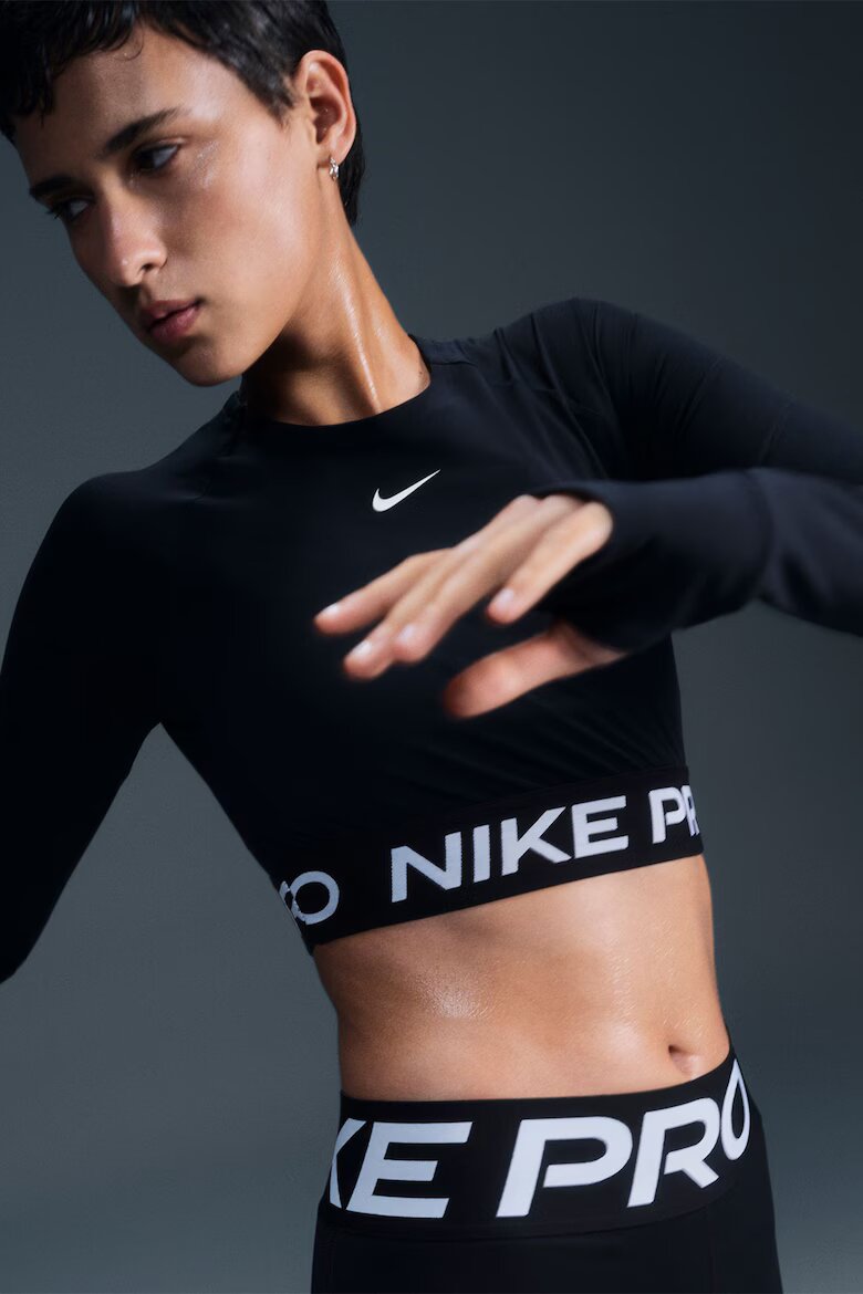 Nike Фитнес къса блуза Pro с Dri Fit Черен