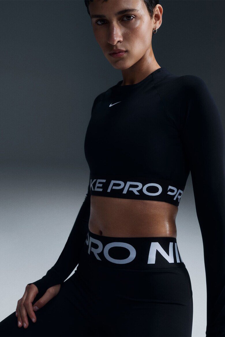 Nike Фитнес къса блуза Pro с Dri Fit Черен
