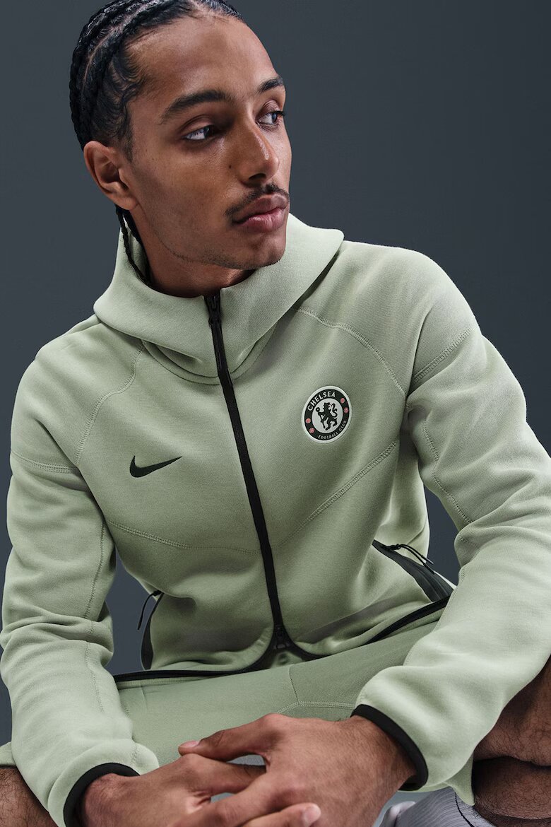 Nike Футболно худи Chelsea FC Tech с цип Бледозелен